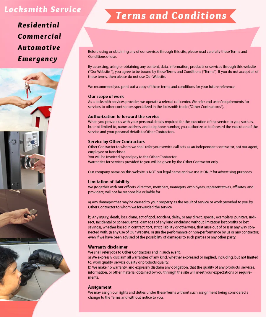 Locksmiths In Chula Vista Chula Vista, CA 619-210-0320 - TermsAndCondition-1